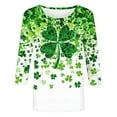thumbnail image 4 of POTETI St Patrick Day Shirts for Women Shamrock 3/4 Sleeve Crew Neck Shirt Tops, 4 of 5