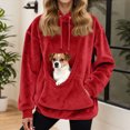 thumbnail image 2 of NOLDARES Womens Dog Pouch Hoodie with Kangaroo Pocket Oversized Pet Carrier Sweatshirts Animal Holder Long Sleeve Pullover,Red,L, 2 of 5