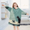 thumbnail image 5 of FORMRS Wearable Blanket Hoodie with Sleeves for Kids Cozy Flannel Sweatshirt, Black Cat, 5 of 7