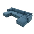 thumbnail image 6 of MAYEERTY 134x66" Chenille Modular Sectional Sofa - U-Shaped 6-Seat Sleeper with Double Cushions/Ottomans, Oversized Indoor Furniture for Living Room, 3 Colors, 6 of 19