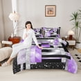 thumbnail image 4 of Manfei Female Men Geometric Plaid Rectangle Bedding Comforter Set 2pcs,Abstract Gradient Twin Comforter Sets Microfiber,Bling Glitter Breathable Bedding Set,Luxury Bedroom Decor,Reversible, 4 of 8