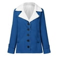 thumbnail image 3 of wycnly 2023 Plush Coat for Women Casual Overcoat for Women Long Sleeve Open Button Down Solid Loose Outerwear Thickened Warm Lapel Fleece Lined Jacket Coats Winter Plush Coat, 3 of 4