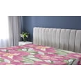 thumbnail image 5 of Ambesonne Iris Flowers Fitted Sheet, Dreamy Tropical Scene, Twin XL Size, Pastel Pink Pale Green, 5 of 5