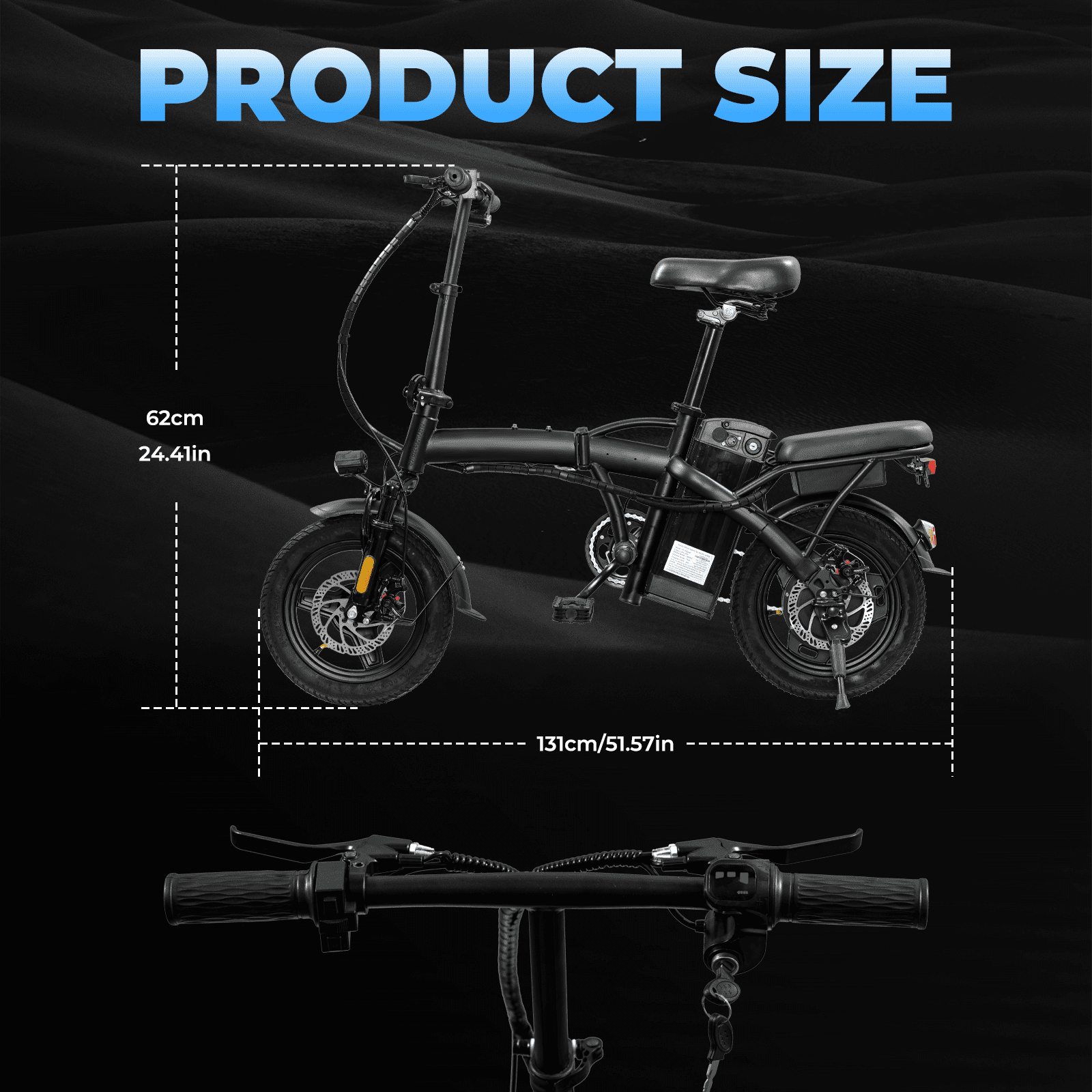 Rexei Yeki 48V 400W Adult  Electric Bikes,14" Tires, 19-22mi Range, Dual Disc Brakes, Adjustable Seat, Folding Design.