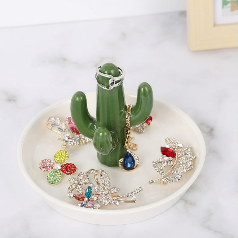 Ceramic Ring Tray Jewelry Holder And Trinket Dish, Cactus