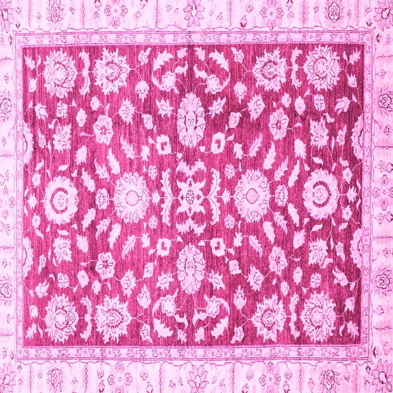 Ahgly Company Indoor Square Oriental Pink Traditional Area Rugs, 6' Square