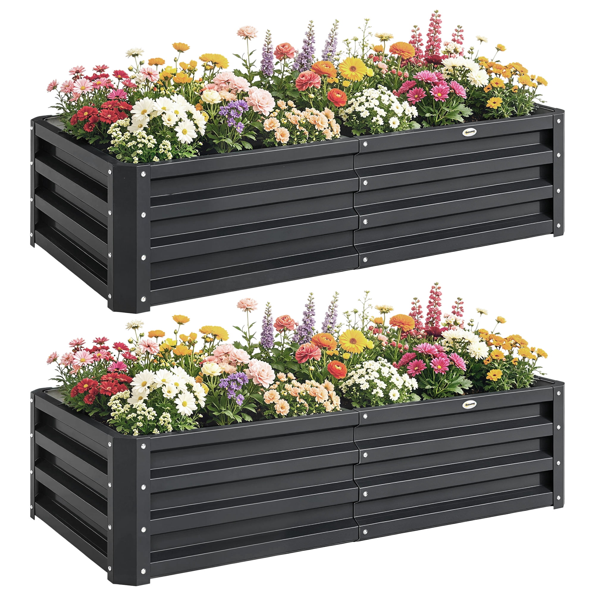 Outsunny 4' x 2' x 1' Galvanized Raised Garden Bed Planter Raised Bed with Steel Frame for Vegetables, Flowers, Plants and Herbs, Gray