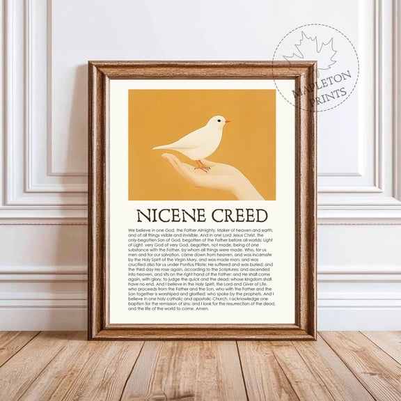 Nicene Creed Christian Wall Art Religious Prayer Print, Unframed Paper Poster 8x10in