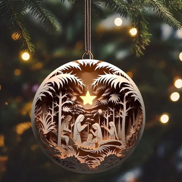 Fiudx Colgante de Corona Navideña, Adorno Acrílico de Nacimiento, Decoración para El Hogar y El Coche, Decoración Festiva, Idea de Regalo para Recién Nacidos, Ideal para Navidad y Bodas, Juego de 1 P