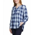 thumbnail image 3 of Wrangler Womens Blouse Plaid 3/4 Sleeves Lightweight Elastic Cuffs, 3 of 7