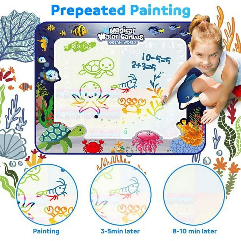  Adsoner Water Magic Mat, Aqua Drawing Magic Mat, Water Painting  Doodle Mat with 4 Magic Pens Developmental Educational Toys for Toddlers  Kids (40 X 32 Inches) : Toys & Games