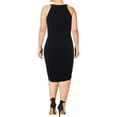thumbnail image 3 of RALPH LAUREN Womens Navy  Ruffled Sleeveless Halter Midi Cocktail Dress 12, 3 of 4