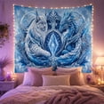 thumbnail image 2 of Snow Leopard and Blue Dragon with Glowing Crystal in Mystical Energy, Moody Fantasy for Wildlife Lovers, Ornate Celestial Artwork, Halloween Gift Tapestry Wall Hanging for Bedroom and Dorm, 2 of 7