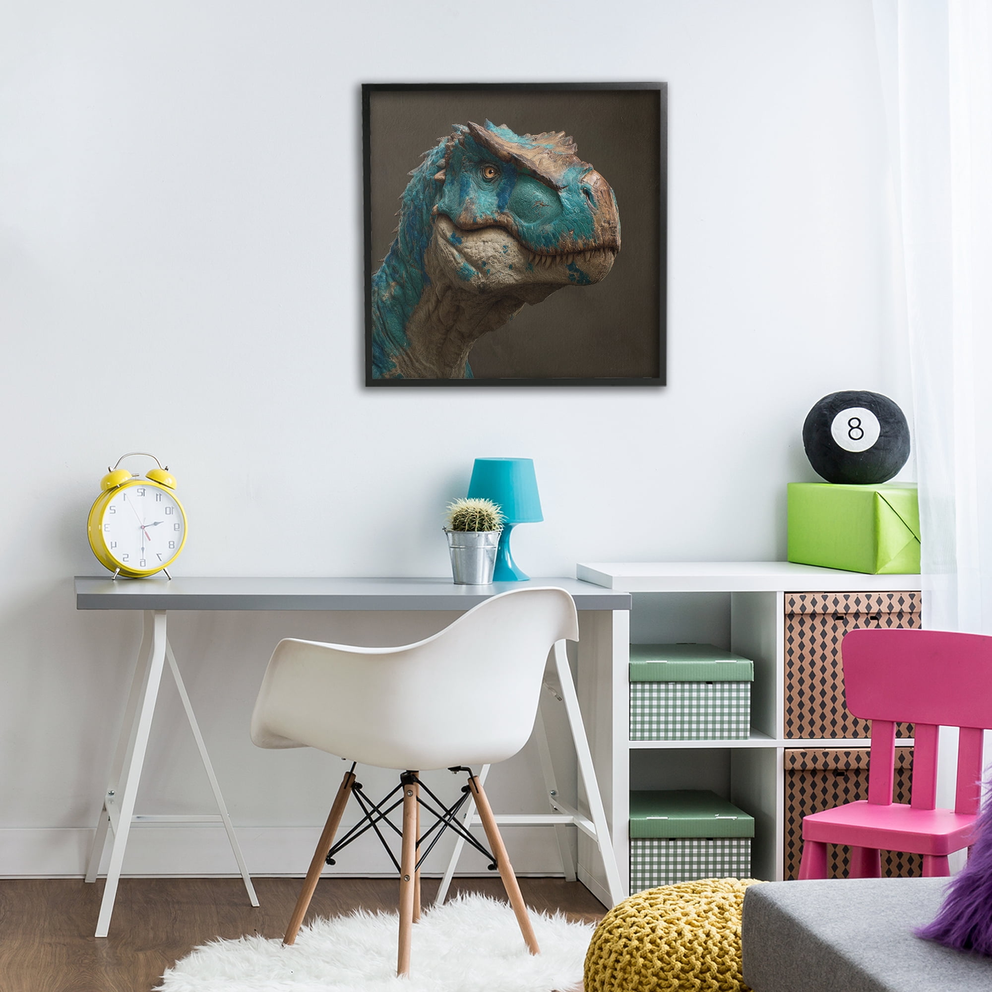 Stupell Industries Cerulean Scaled Dinosaur Detail Black Framed Giclee Art, design by Wumples