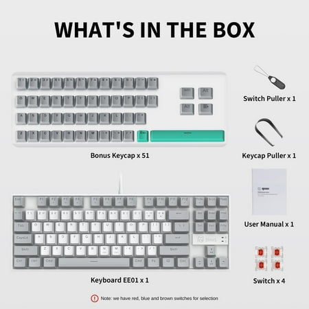 3inus - KEBOHUB EE01 Wired Mechanical Keyboard with 5-in-1 Hub, 87 Keys RGB Backlit, Hot-Swappable Switches for Mac & Windows - Brown Tactile