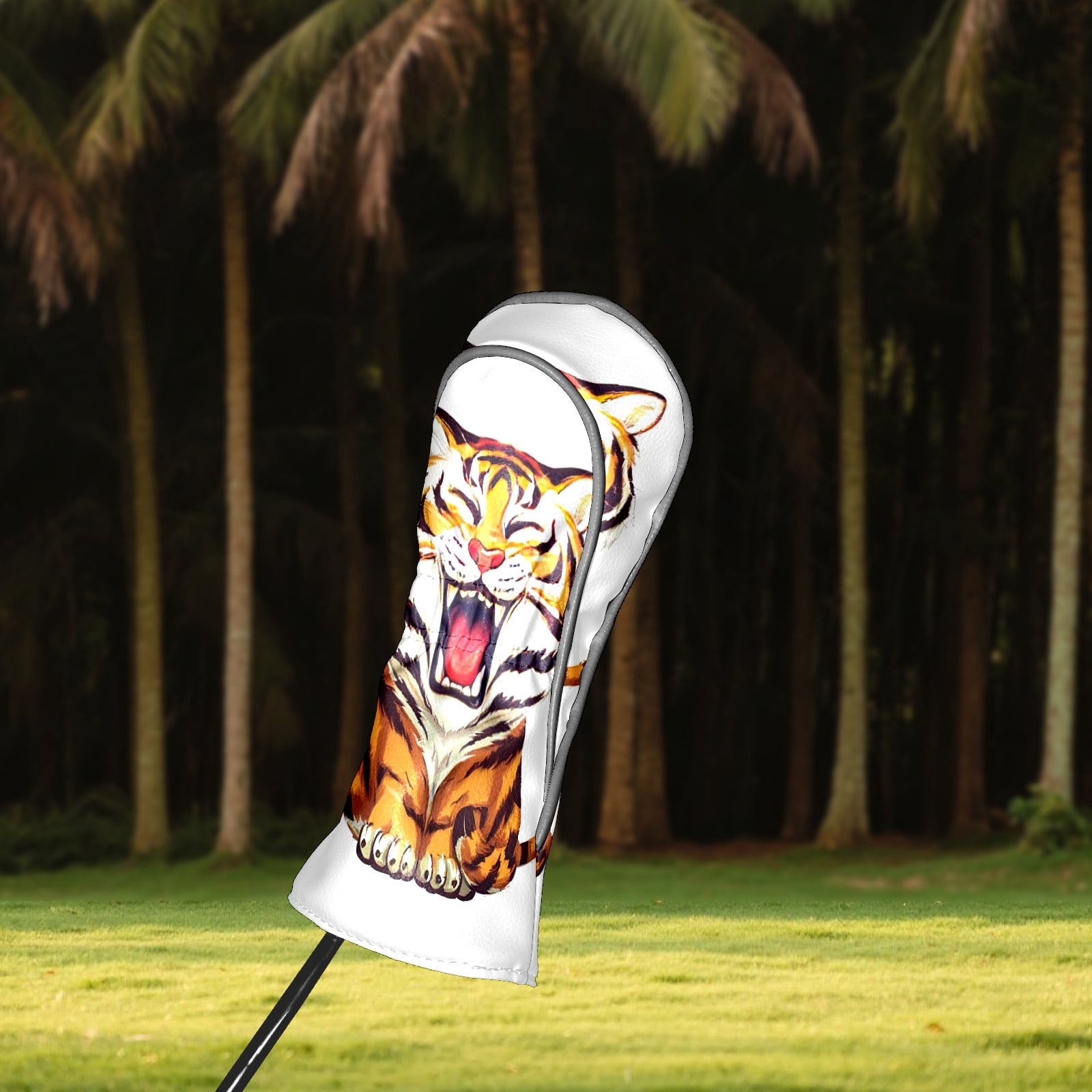Golf Club Covers, Tiger Premium PU Leather Driver Hybrid Putter Head Covers with Velvet Lining, Waterproof Golf Gifts for Men Women