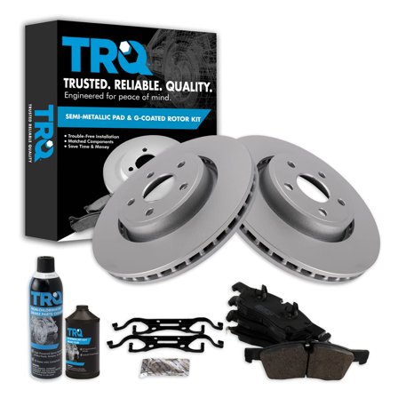 TRQ Front Metallic Brake Pad & Coated Rotor Kit w/Fluids for 11-12 Durango Grand BKA24176 Fits select: 2014-2018 JEEP GRAND CHEROKEE LIMITED, 2011-2012 JEEP GRAND CHEROKEE