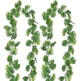 thumbnail image 1 of Nvzi 2 enredaderas de hojas de Monstera artificiales de 5,9 pies, plantas colgantes falsas, hojas de palma de hiedra, enredaderas verdes, guirnalda de Monstera tropical falsa, 1 of 5