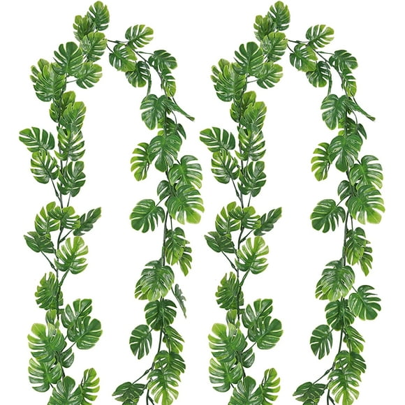 Namzi 2Pcs Artificial Monstera Leaf Vines 5.9FT Fake Hanging Plants Ivy Palm Leaves Greenery Vines Faux Tropical Monstera Garland