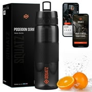 Squatz 24 Oz Poseidon Series Water Bottle for Protein and Fruit Shakes W/ Fruit Infuser Strainer