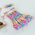 thumbnail image 4 of Princesse d'Été Bébé Filles Robe 2pcs Cravate Teinture/fleurs/pastèque Imprimé Sangle une Ligne Robe Bandeau, 4 of 8