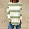 thumbnail image 2 of felwors Women's Striped Long Sleeve Tunic Top - Long Length Casual Sweatshirt Shirt Light Green, XXXL, 2 of 4