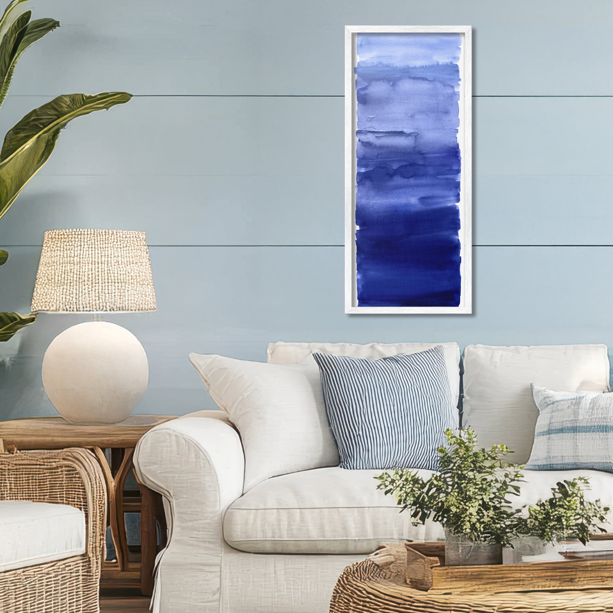 Stupell Industries Indigo Blend Gradient White Framed Giclee Art, design by Allie Corbin