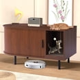 thumbnail image 6 of Haverchair 37.4" Cat Litter Box Enclosure with Sliding Door, Modern Fluted Hidden Litter Box Furniture with Scratch Pad and Sisal Ball, Indoor Cat House Cabinet End Table TV Stand for Living Room, 6 of 8