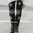 thumbnail image 3 of Women's High Waisted Pants Ankle Length Christmas Printed Brushed Leggings Soft Warm Winter Stretchy Slim Fitted Pants, 3 of 5
