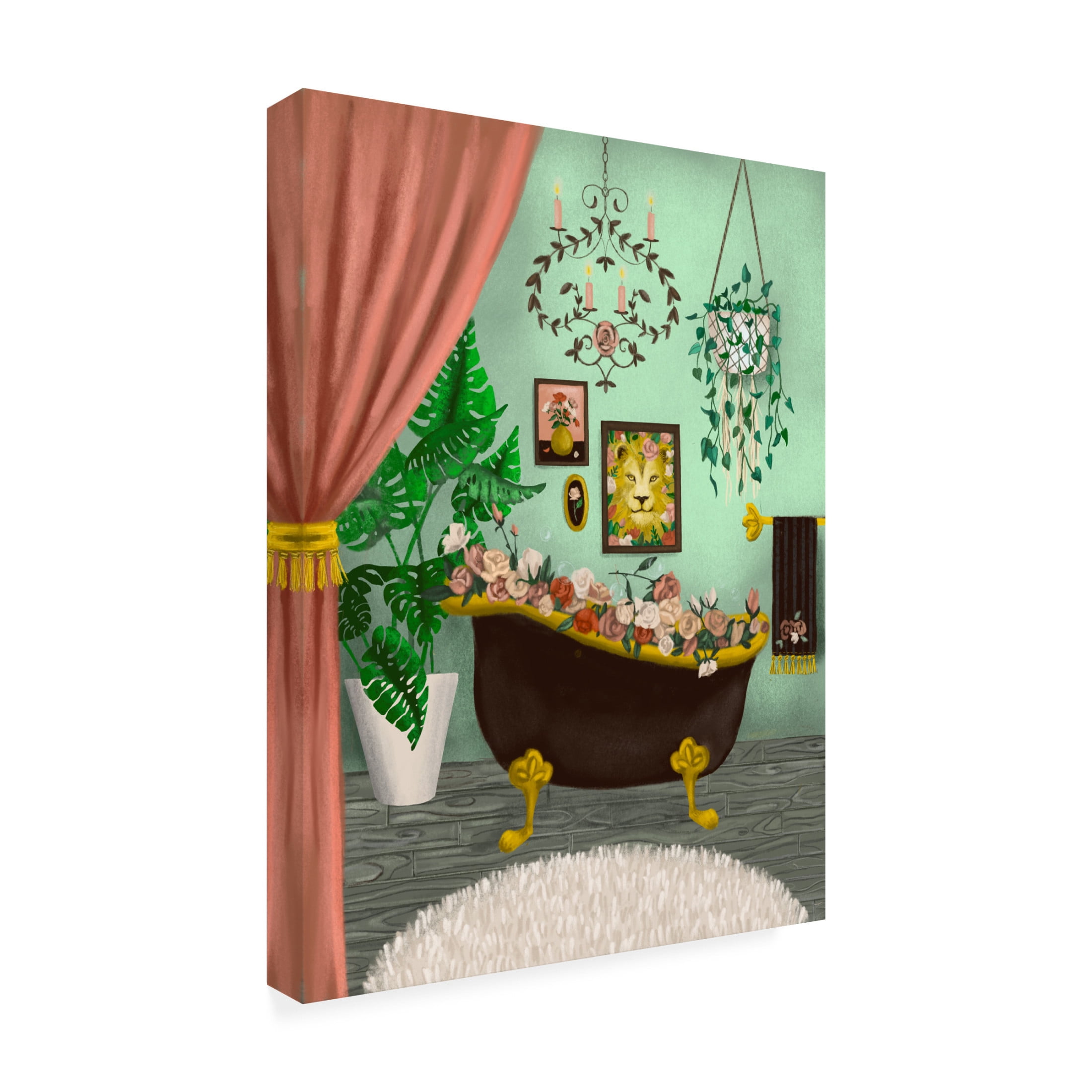 Canvas Wall Art - Christine Rotolo 'Fancy Rose Bathroom' Wall Art for Living Room, Bedroom, or Office Décor by Trademark Fine Art - 18 x 24 Inches