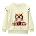 thumbnail image 5 of Yuyamidu Owl Sweatshirt for Girls Size 5-6 Long Sleeve Ruffle Shoulder Tops Y2K Cute Animal Graphic Sweatshirts Lightweight Comfy Playwear for School Outdoor Play, 5 of 8