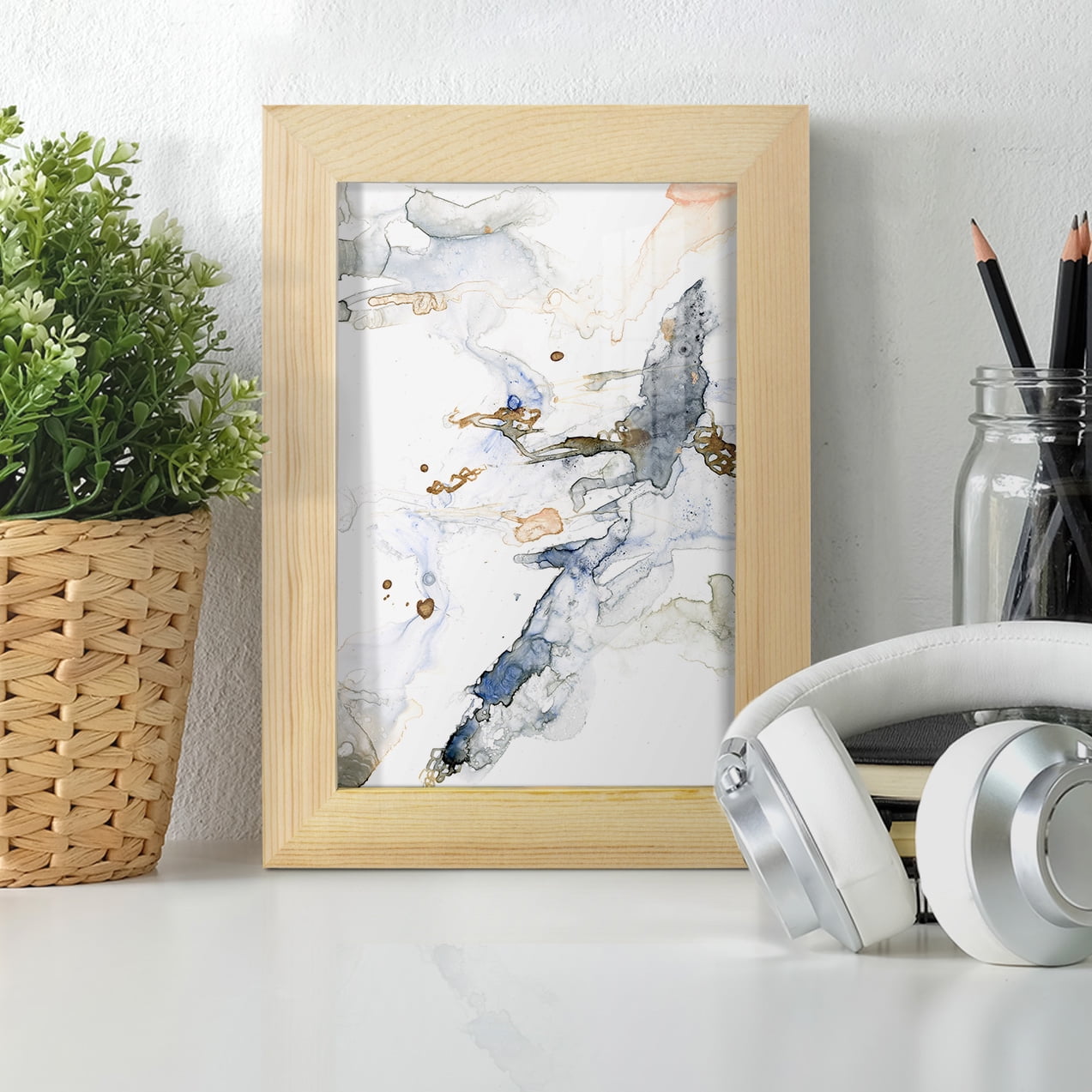 Organic Interlace I -Framed Print w/glass-Natural Wood
