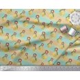 thumbnail image 2 of Soimoi Green polyester Crepe Fabric Dot,Lemon Slice & Yoga Girl Human Figure Print Fabric by the Yard 42 Inch Wide, 2 of 3