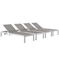 thumbnail image 1 of Modway Chaise Longue de Terrasse Extérieure en Aluminium, Ensemble de 4, 1 of 6