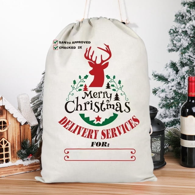 Home Christmas Large Burny Bag Candy Gift Box Canvas Bundle Pocket Home Essentials