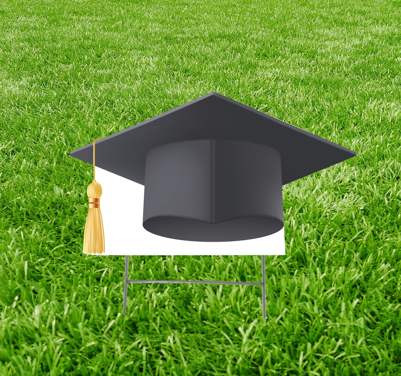 Black Grad Cap Yard Sign Icon