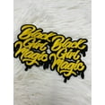 thumbnail image 4 of Gold & Black,"Drippin, Black Girl Magic" Iron-on Embroidered Patch, DIY Applique, Size 4", Small Patch for Hats, Jackets, Shoes, 1-pc, 4 of 10