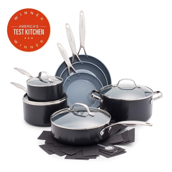 GreenPan 11-Piece Valencia Pro Ceramic Nonstick Cookware Set – Induction Ready, Dishwasher Safe