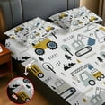 thumbnail image 4 of WASFDN Cartoon Excavator Sheet Set for Kids Boys Truck Construction Bedding Set Engineering Vehicle Bed Sheet Sets with 1 Fitted Sheet and 2 Pillowcases,Full Size,Style A, 4 of 7