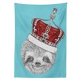 thumbnail image 2 of Sloth Outdoor Tablecloth, Cute Hand Drawn Animal with Imperial Ancient Crown King of Laziness Theme, Decorative Washable Fabric Picnic Tablecloth, 58 X 120 Inches, Aqua Burgundy Grey, by Ambesonne, 2 of 2
