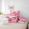 thumbnail image 6 of Erosebridal Girls Pink Bowknot 7-Piece Twin Bedding Sets,Kids Geometric Grid Printed Bedding Comforter Set,Reversible, 6 of 7