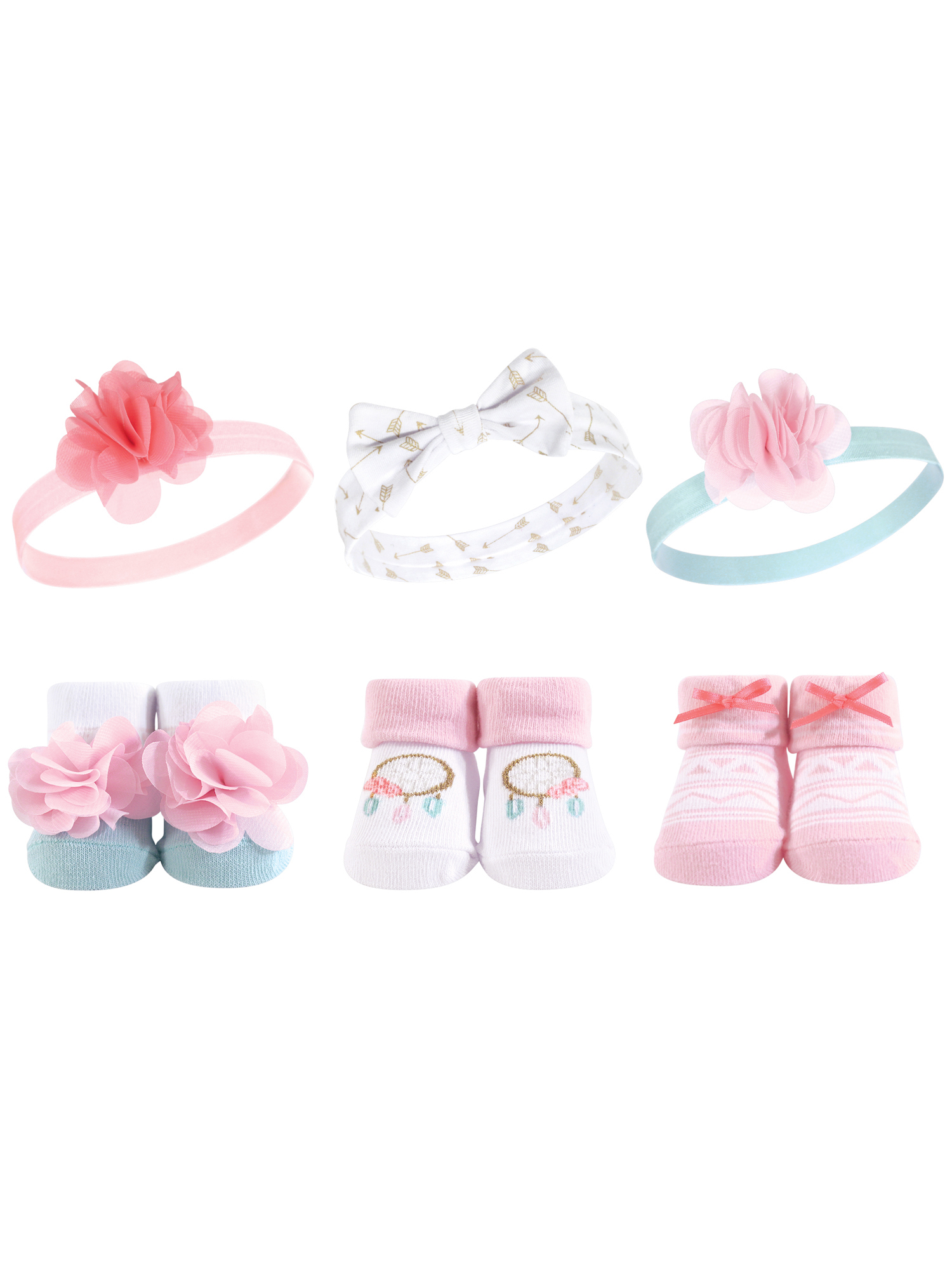 Hudson Baby Headbands and Socks, 6pc Set (Baby Girls)