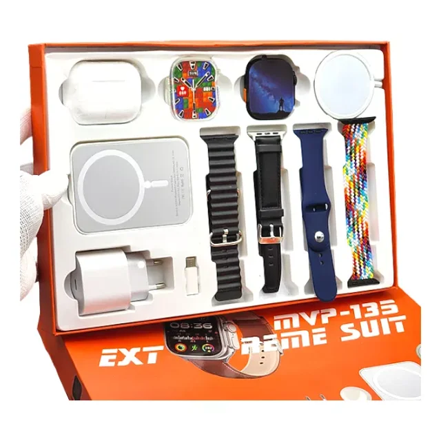 Kit Smart Watch Todo En Uno Bateria Cargador Y Audifonos Para iPhone Mvp 135 Extreme Suit