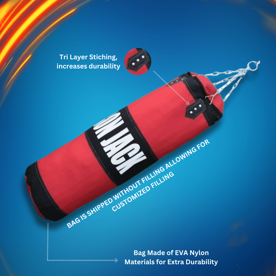 Iron Bar™  Boxing Hanging Bag Unfilled MMA Punching Bag for Kickboxing, Muay Thai, Exercise, Fitness, Cardio, HIIT Workout with Gloves