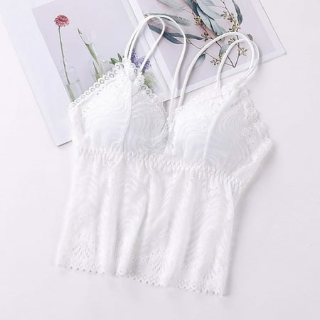 Aobny Supportive Bras for Women s Minimizing White Longline Underwear Workout Lace Nylon Adults Tops Comfort L