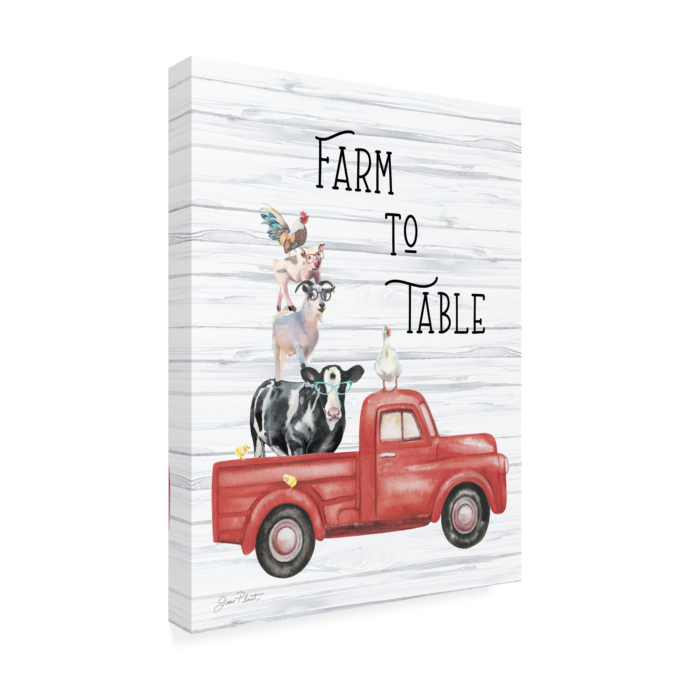 Canvas Wall Art - Jean Plout 'Farm Animal Family B' Wall Art for Living Room, Bedroom, or Office DÃ©cor by Trademark Fine Art - 18 x 24 Inches