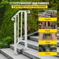 thumbnail image 3 of VEVORbrand Handrail for Stairs Outdoor Step Handrail Picket 1 Fits 1 or 2 Steps Rail Height adjustable Wrought Iron Handrail, Matte White, 3 of 10