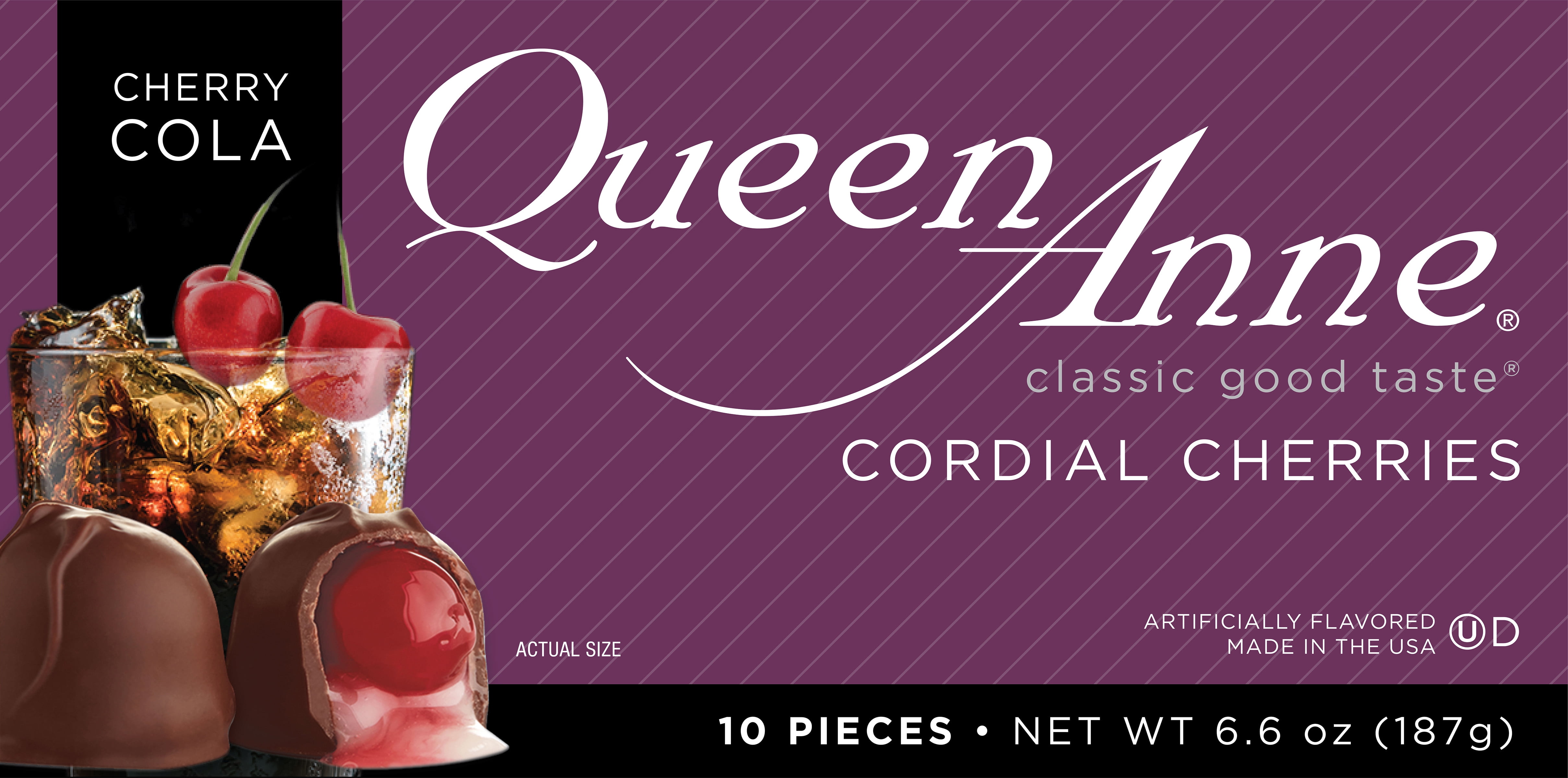 Queen Anne Cherry Cola Cordial Cherries, 6.6 oz Box, 10 Pieces