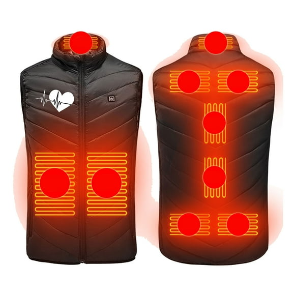 UPPADA Plus Size Heated Vest for Men Women Lightweight Usb Electric Heated Jacket with 9 Heating Levels for Cycling Skiing and Fishing Washable Heated Jacket Outdoor