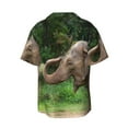 thumbnail image 2 of Disketp Men's Hawaiian Asia Elephant Print Shirts Button Down Holiday Beach Shirts-Small, 2 of 7